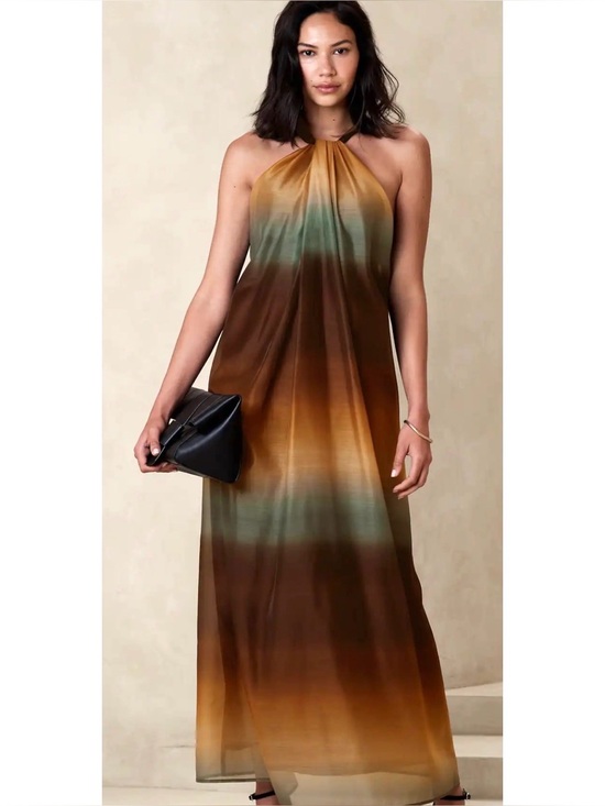 Banana Republic Dresses & Skirts - BANANA REPUBLIC Block Multicolor Haltered Sleeveless Cocktail Maxi Dress Sz 12
